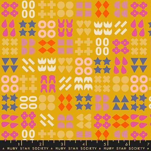 Woodland Park Shapely Shapes in Goldenrod RS1083 12 - Ruby Star Society Sold by the Half Yard